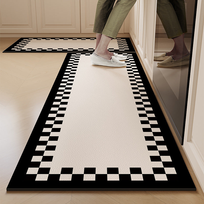 Waterproof non-slip kitchen mat set with 40x120cm and 40x60cm rugs cushioned floor mats for kitchen sink countertop and cooking area protection.