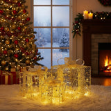 3pc Christmas Decoration Gift Box With Lights