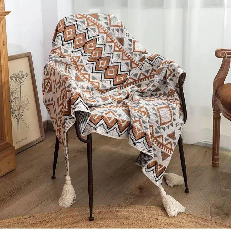 Premium woven throw blanket for sofa bed and cozy home décor styling