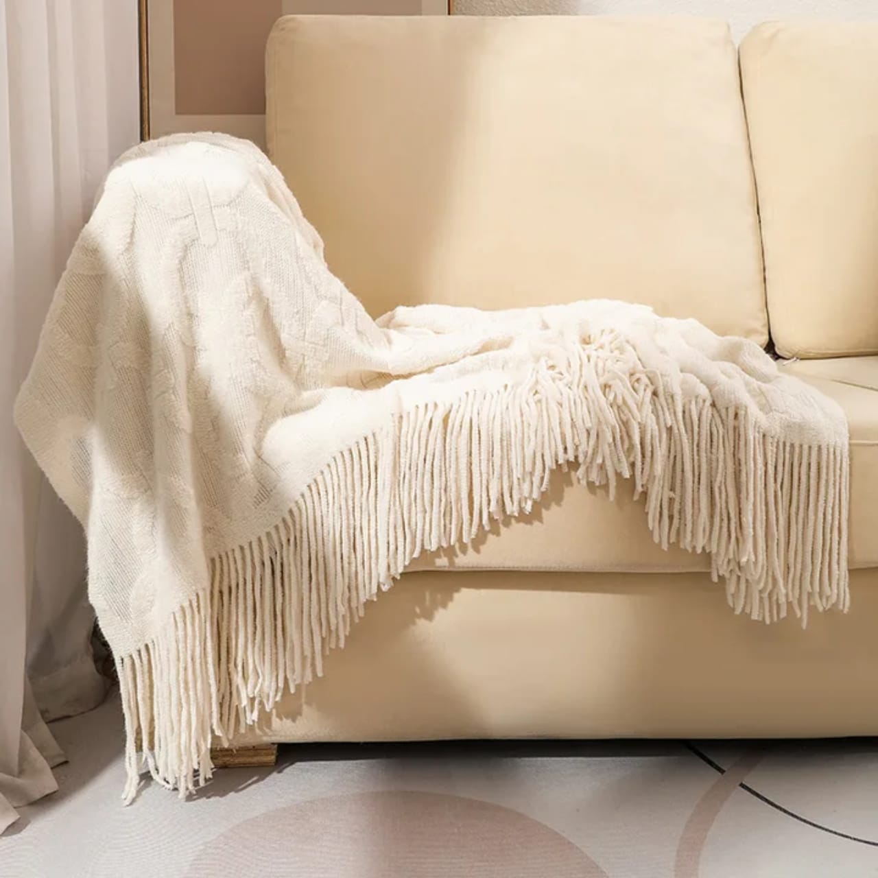Style Sofa Throw Blanket With Tassels