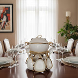 JCC8434-L1 16pcs Ceramic Soup Set On Golden Stand