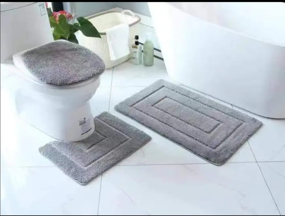 3 Pcs Of Toilet Mat Set