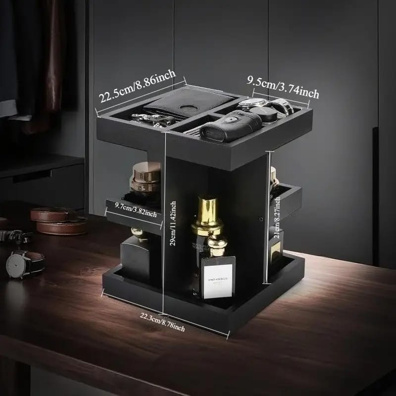 3-Tier Rotating Wooden Makeup Organizer