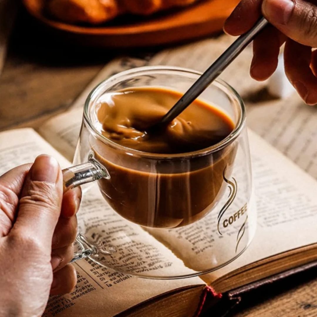 2pcs Double Wall Glass Coffee Mug