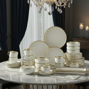 32-piece ceramic dinner set with plates, bowls, cups, and saucers