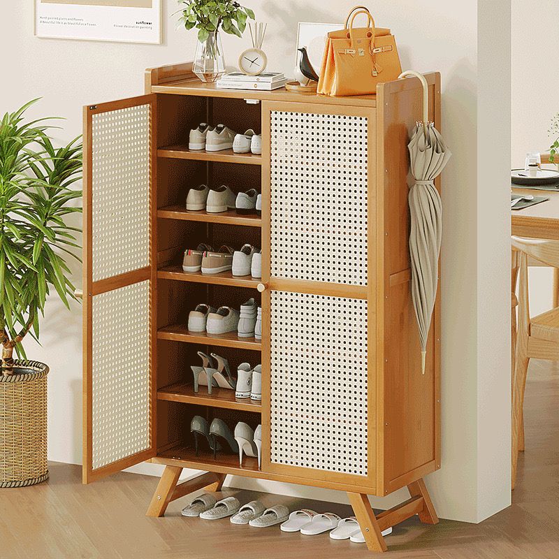 Dark Brown Wooden Bamboo Shoe Rack and Storage Cabinet for Organising Footwear available in Nairobi, Kenya