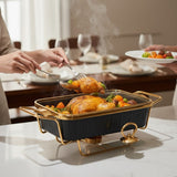 Ceramic Chafing Dish Black With Gold Ring