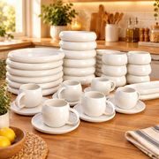 38 piece European double glaze porcelain dinner set with plates, bowls, cups, saucers and platters