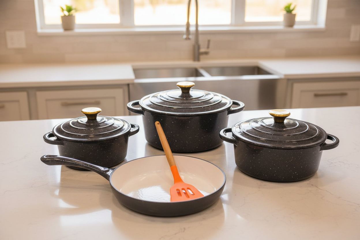 7-Piece Enamel Cast Iron Cookware Set