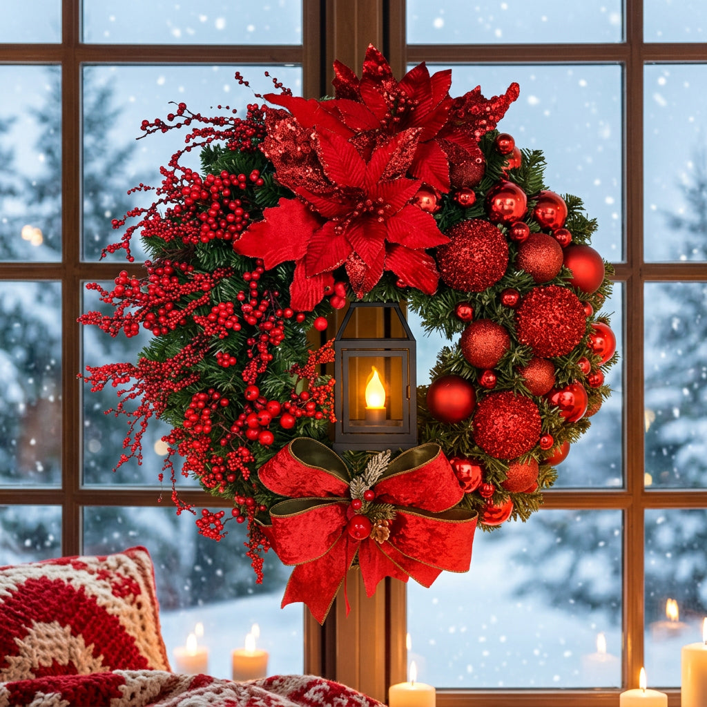 32cm Christmas Wreath with Lights