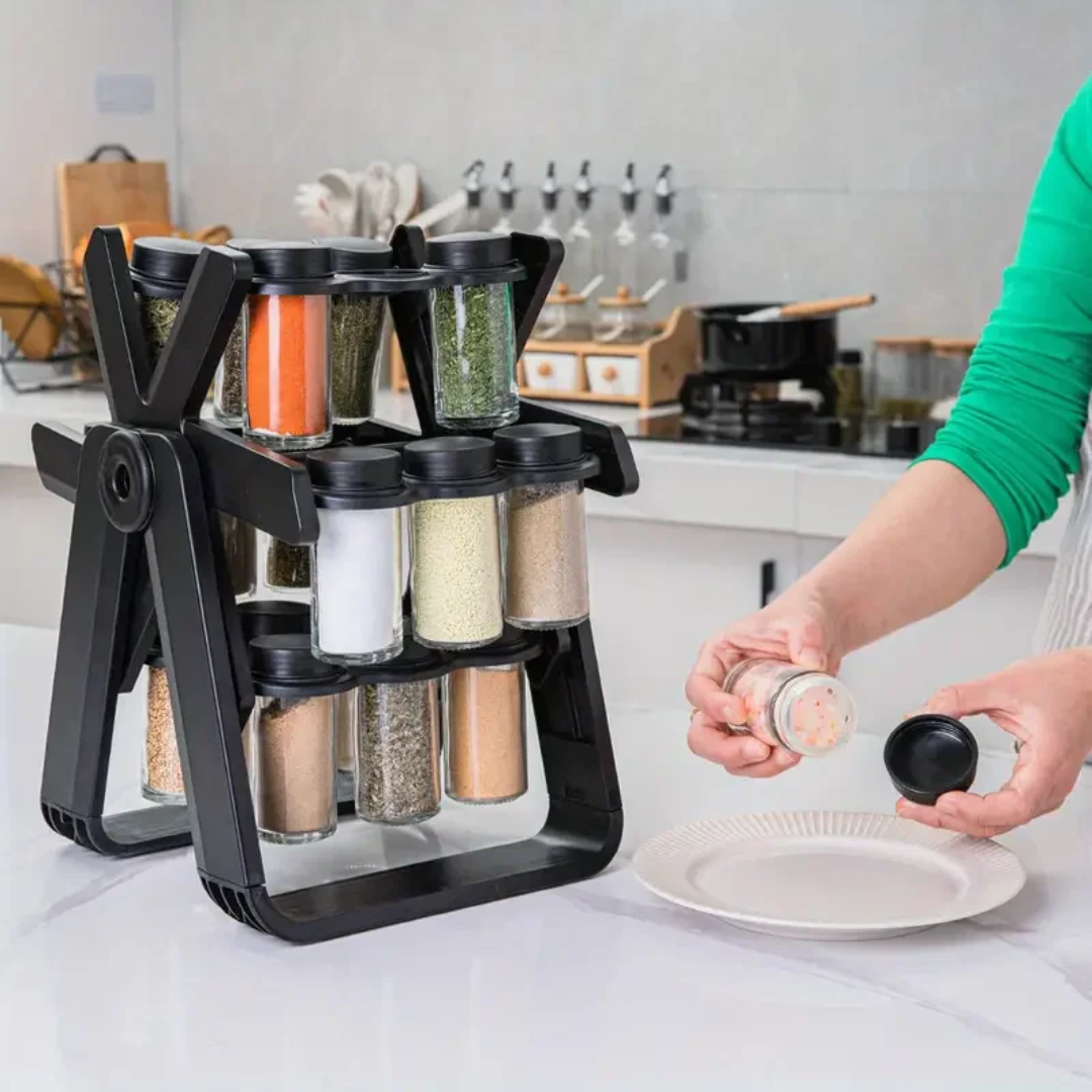 Rotary Seasoning Rack with 18 Spice Jars