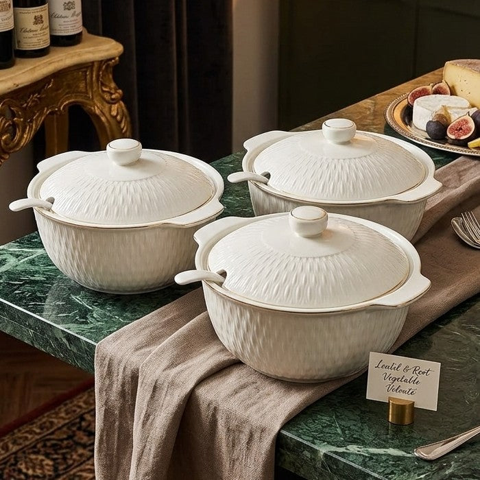 3pcs Ceramic Bowl Set 4L Capacity