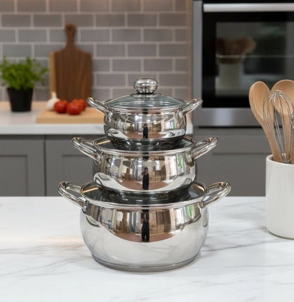 3pcs Stainless Steel Cooking Pots Set