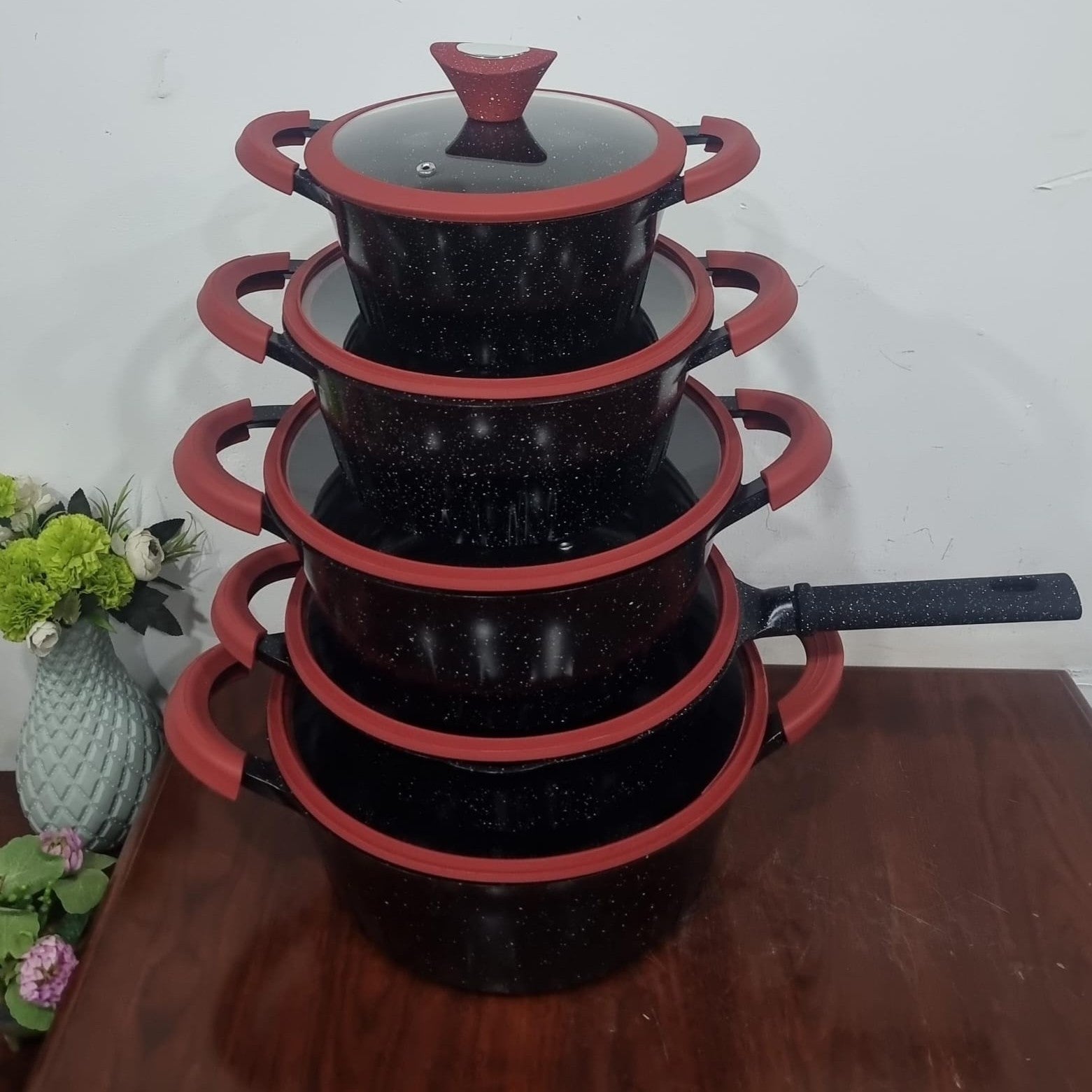 10Pc Granite Cook and Serve Cookware Set LRY 10