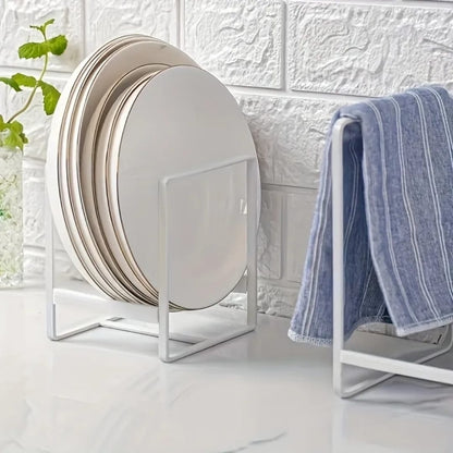 Metal Dish Rack Space Saving Kitchen Plate and Utensil Organizer