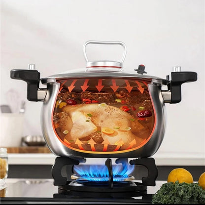 304 Triply Stainless Steel 2 in 1 Micro Pressure Cooker with Steamer Pot 8L
