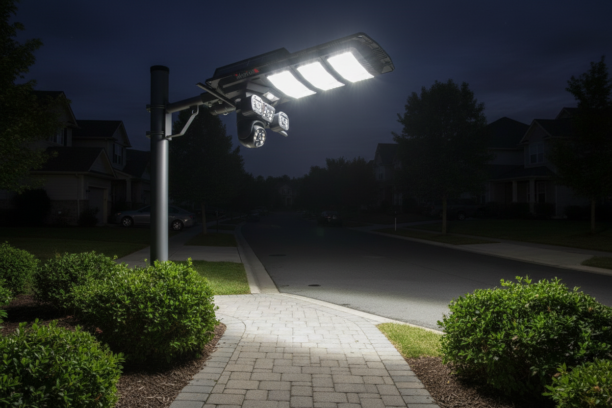 1000W Solar Street Light with 4G AI PTZ Triple Camera