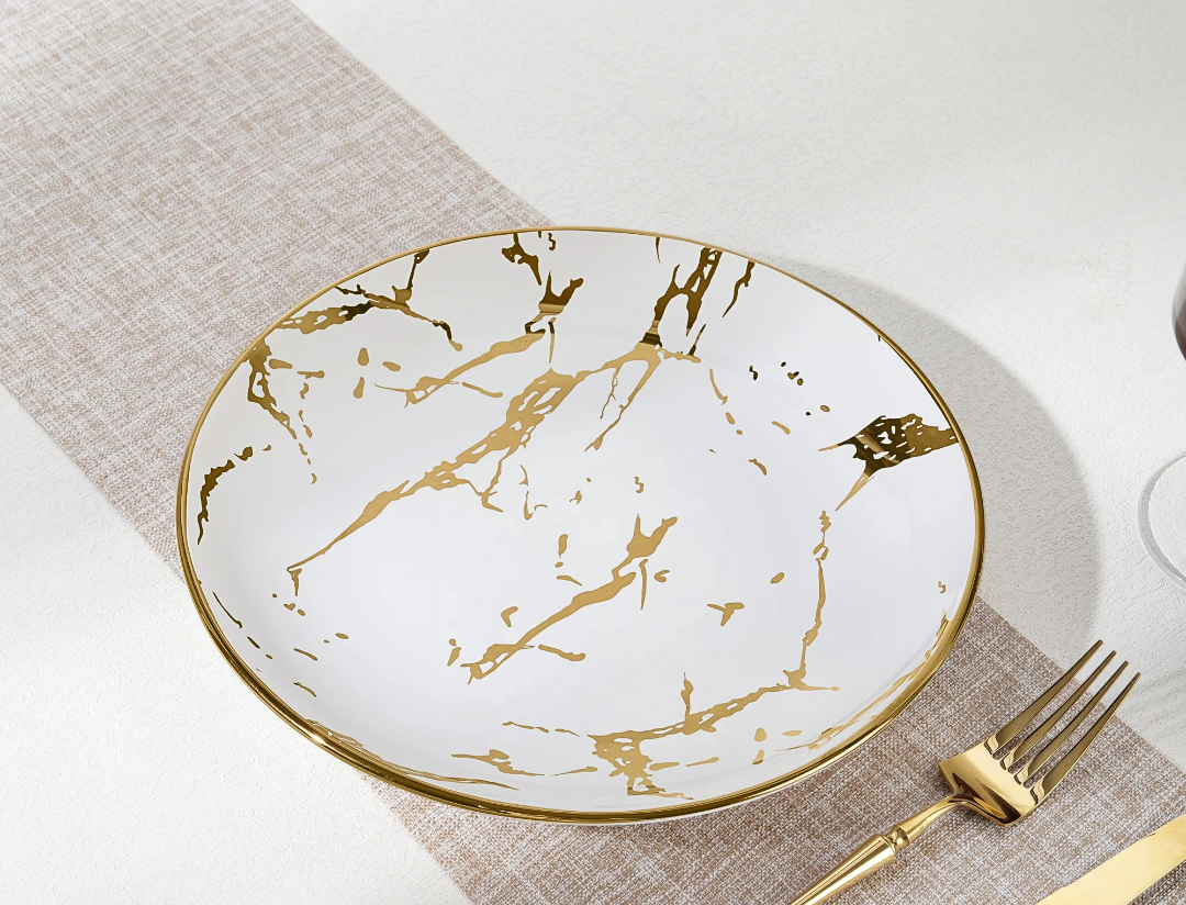 6Pcs Brown Patches Dinner Plates