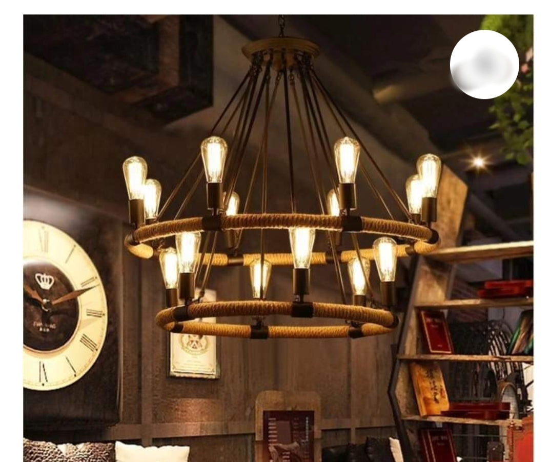 Retro Double Hanging Rope Chandelier