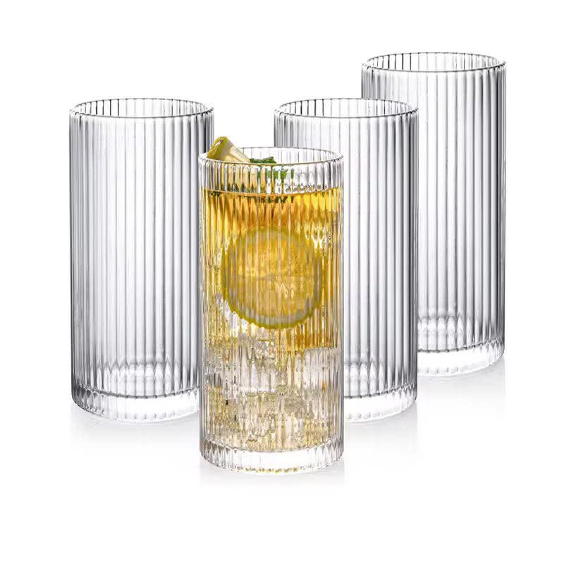 Ribbed Aesthetic Highball Glass – Set of 6