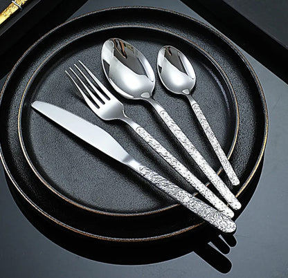 Hammered Stainless Steel Flatware Set