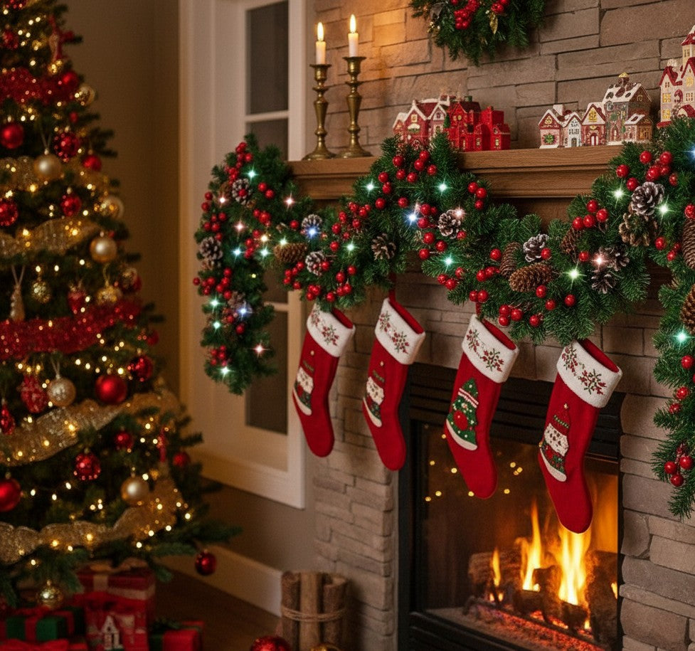 2.7M Christmas Garland With LED Lights