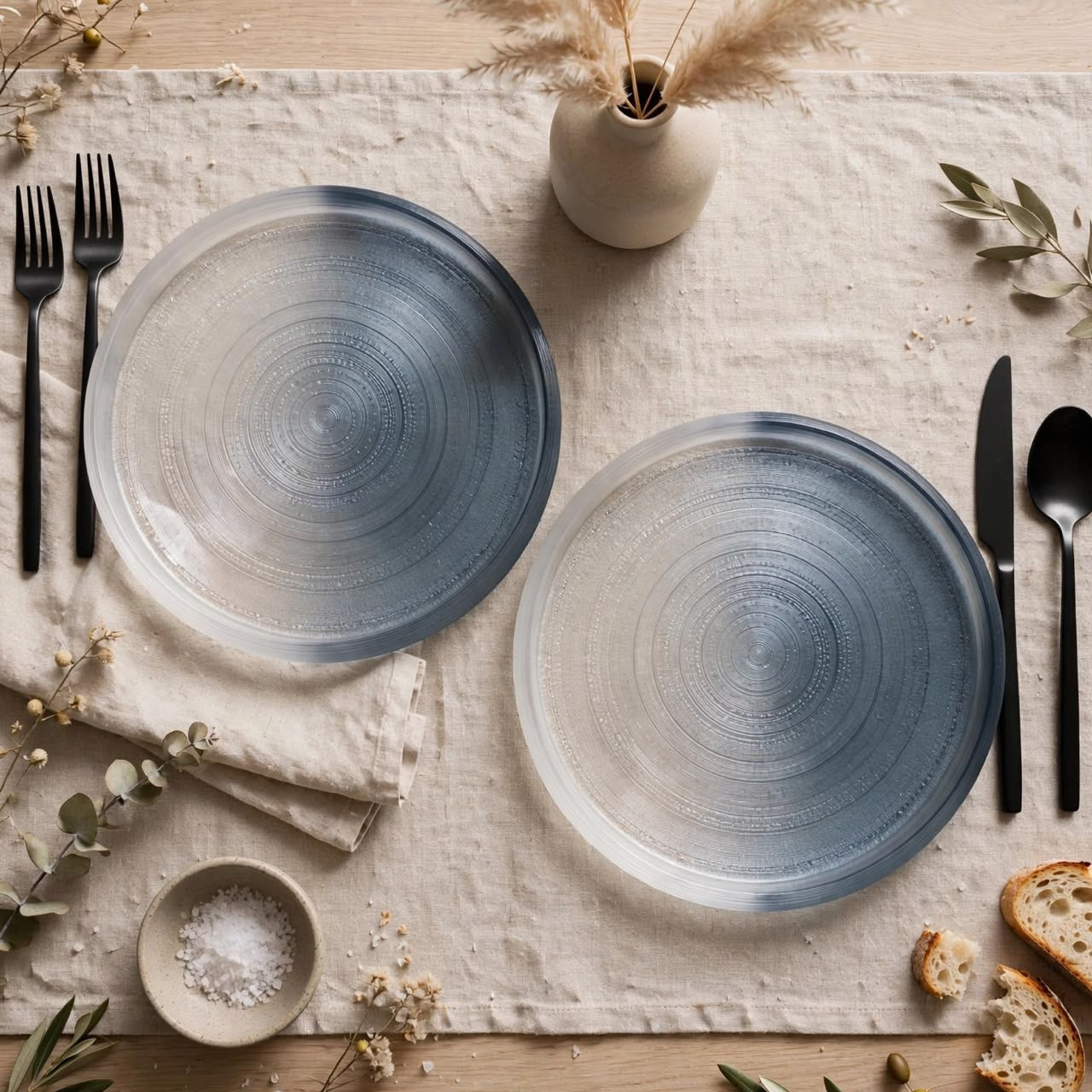 6Pcs Smoky Ombre Glass Plate Set