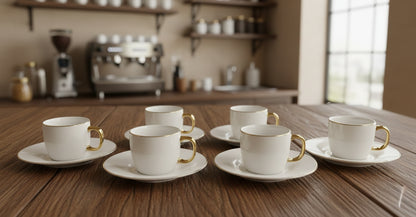 12-piece ceramic cup and saucer set 230 ml