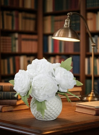 Mini ceramic vase with artificial flowers – elegant table décor for home or office

 