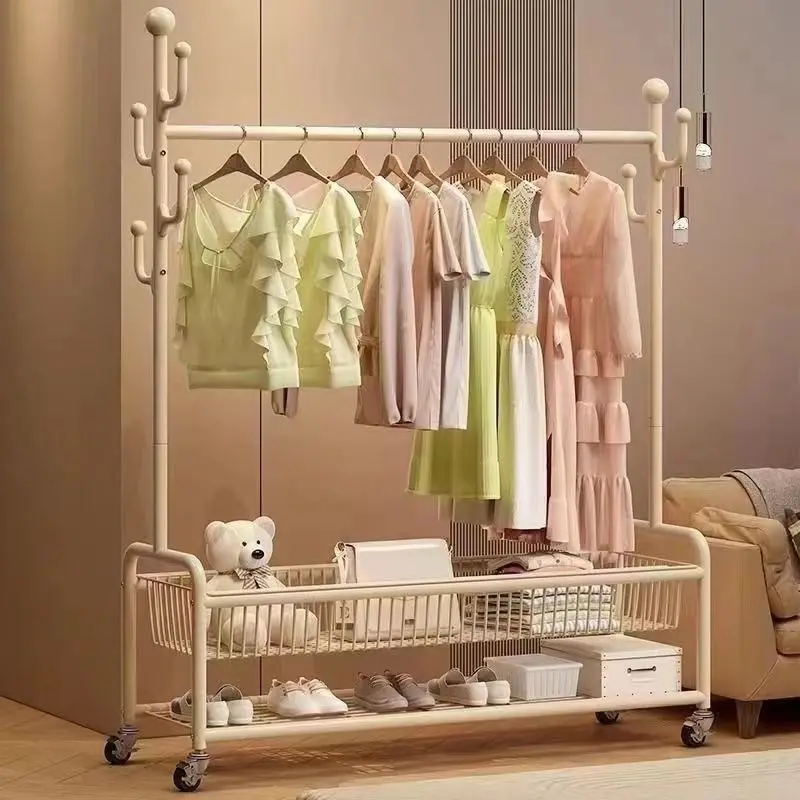 Metal Garment Rack with Storage Basket