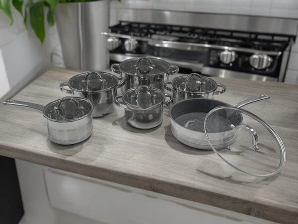 12-pieces Stainless steel cookware set with glass lids