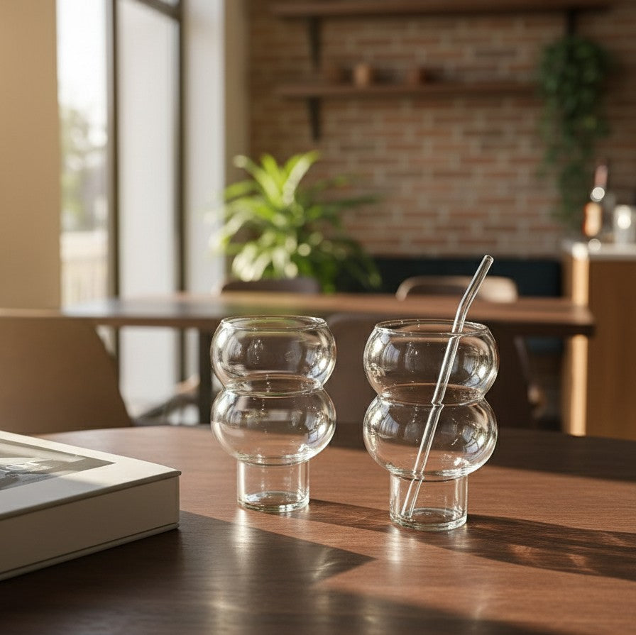 Gourd Shape Borosilicate Glass Water Cup