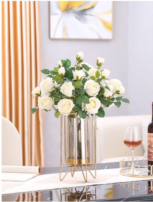 Luxury gold decorative flower vase for home and table centerpiece décor