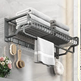 Wall-Mounted Towel Rack With Hooks