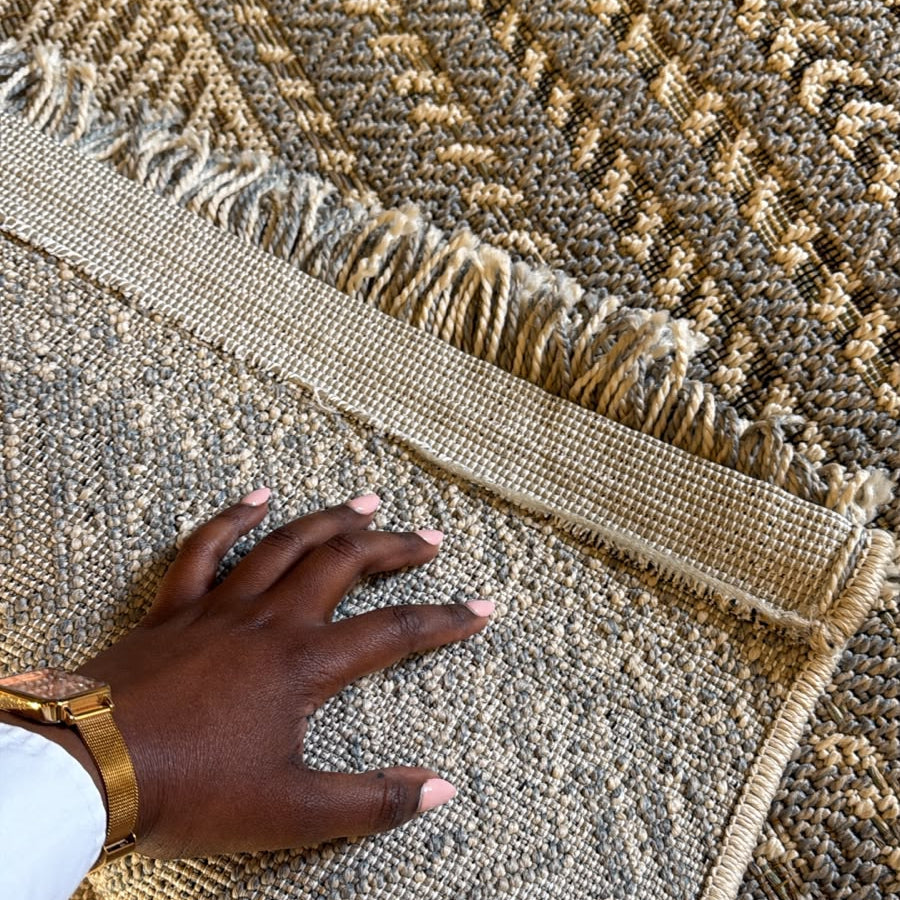 Oriental Weavers Kemet Chevron Herringbone Corridor Runner Rug - Beige Grey with Fringe KBORIE229 #8