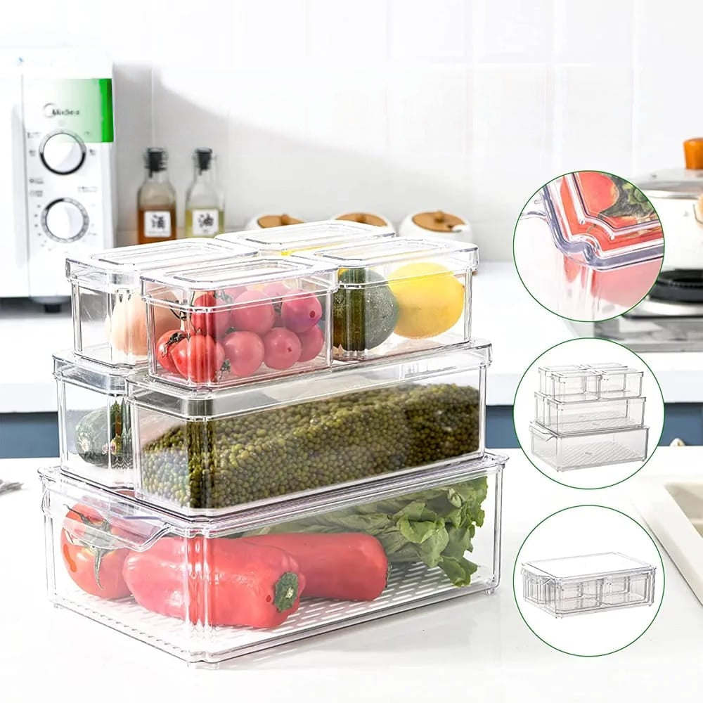 7 Piece Acrylic Stackable Fridge Organiser Set