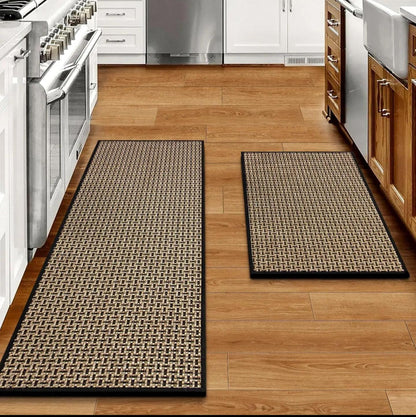 Heavy duty 2 piece anti slip kitchen mat set in modern design for kitchen floor protection and comfort
