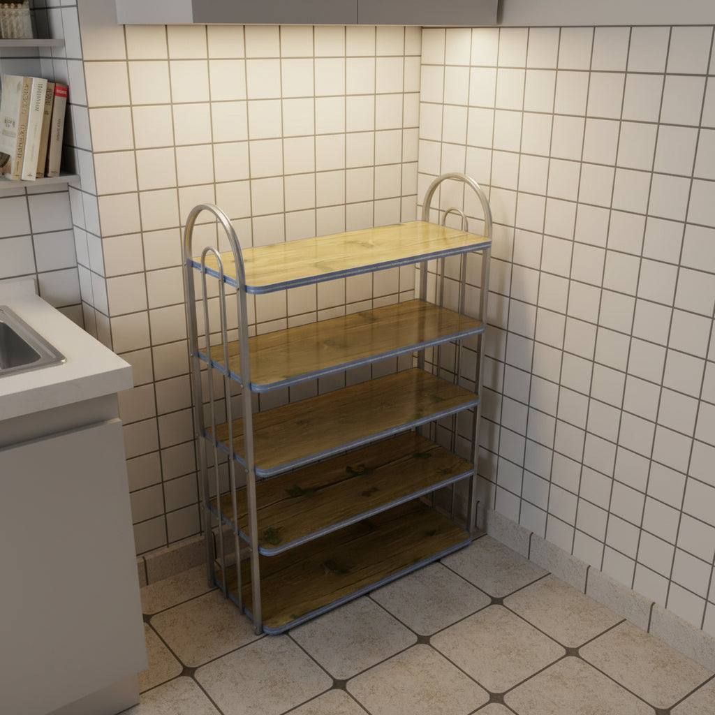 5-Tier Metal Storage Rack With Arched Frame 60x30x140cm