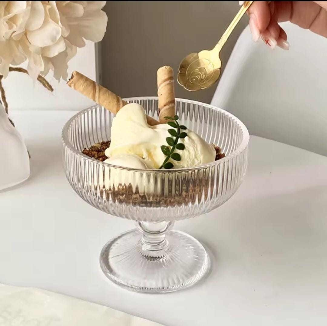 6Pcs Ribbed Dessert / Ice Cream Glass Set