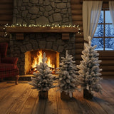 3pcs Pre-Lit Mini Christmas Trees
