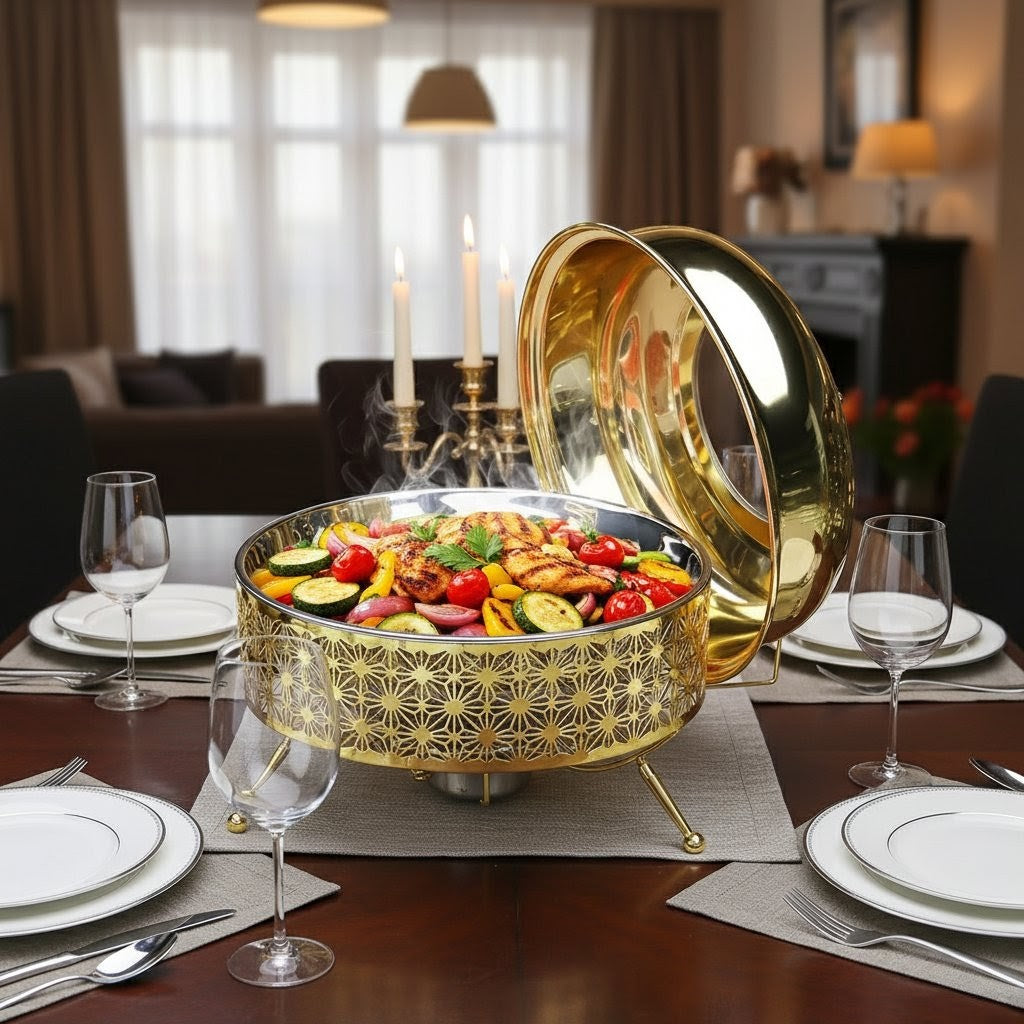 8L Gold Round Chafing Dish