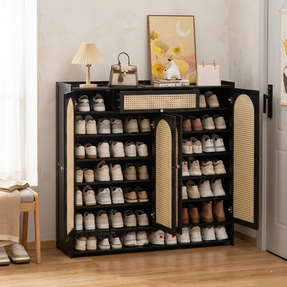 Wooden Bamboo Shoe Rack & Storage Cabinet