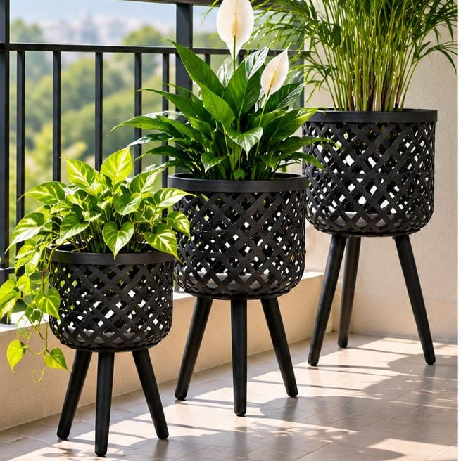 Rattan plant stand set of 3 in small, medium and large sizes - available in Nairobi, Kenya