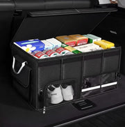 Heavy duty waterproof car boot trunk organizer with multiple compartments and handles