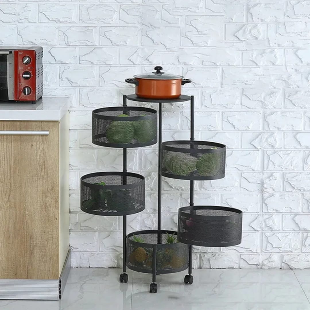 5 Tier Round Rotating Fruit and Vegetable Rack