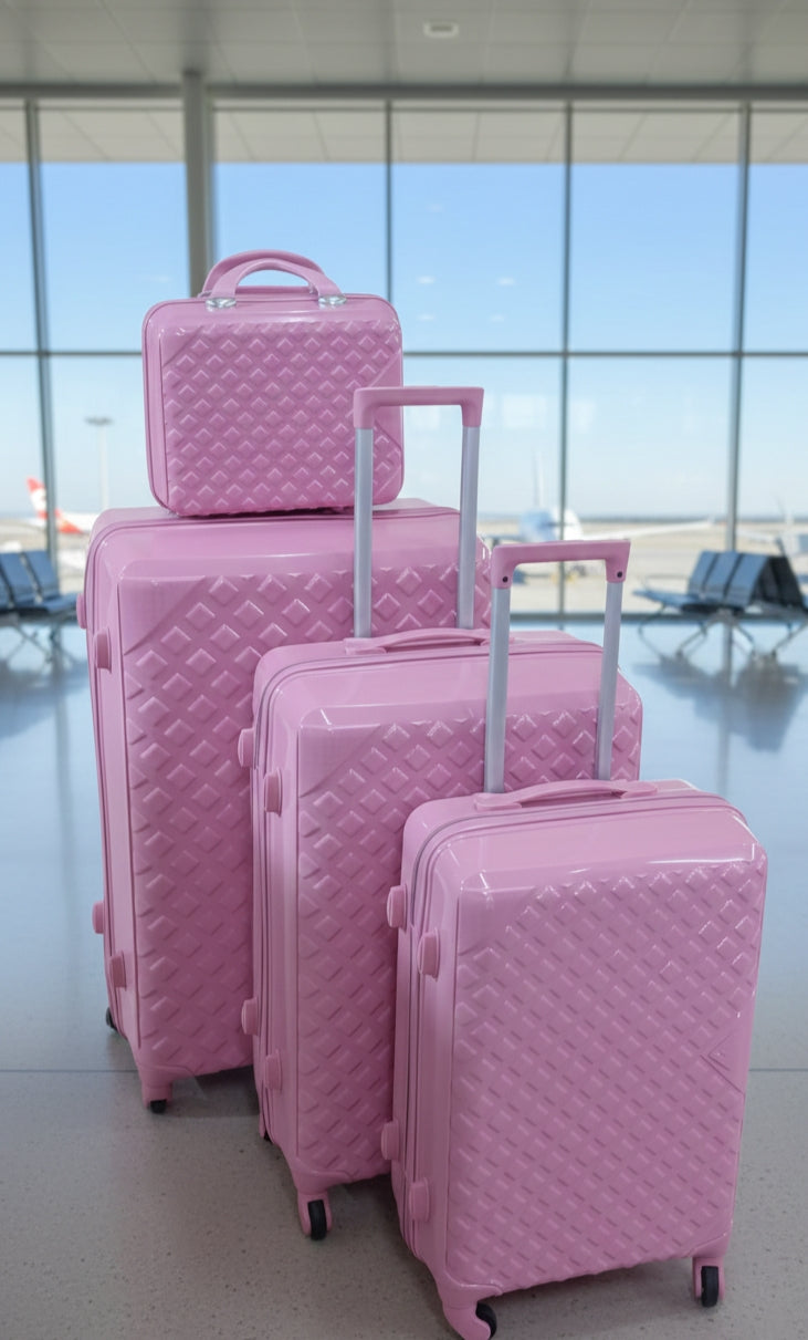 4-in-1 Unbreakable suitcase set with 360° spinner wheels and telescopic handles.