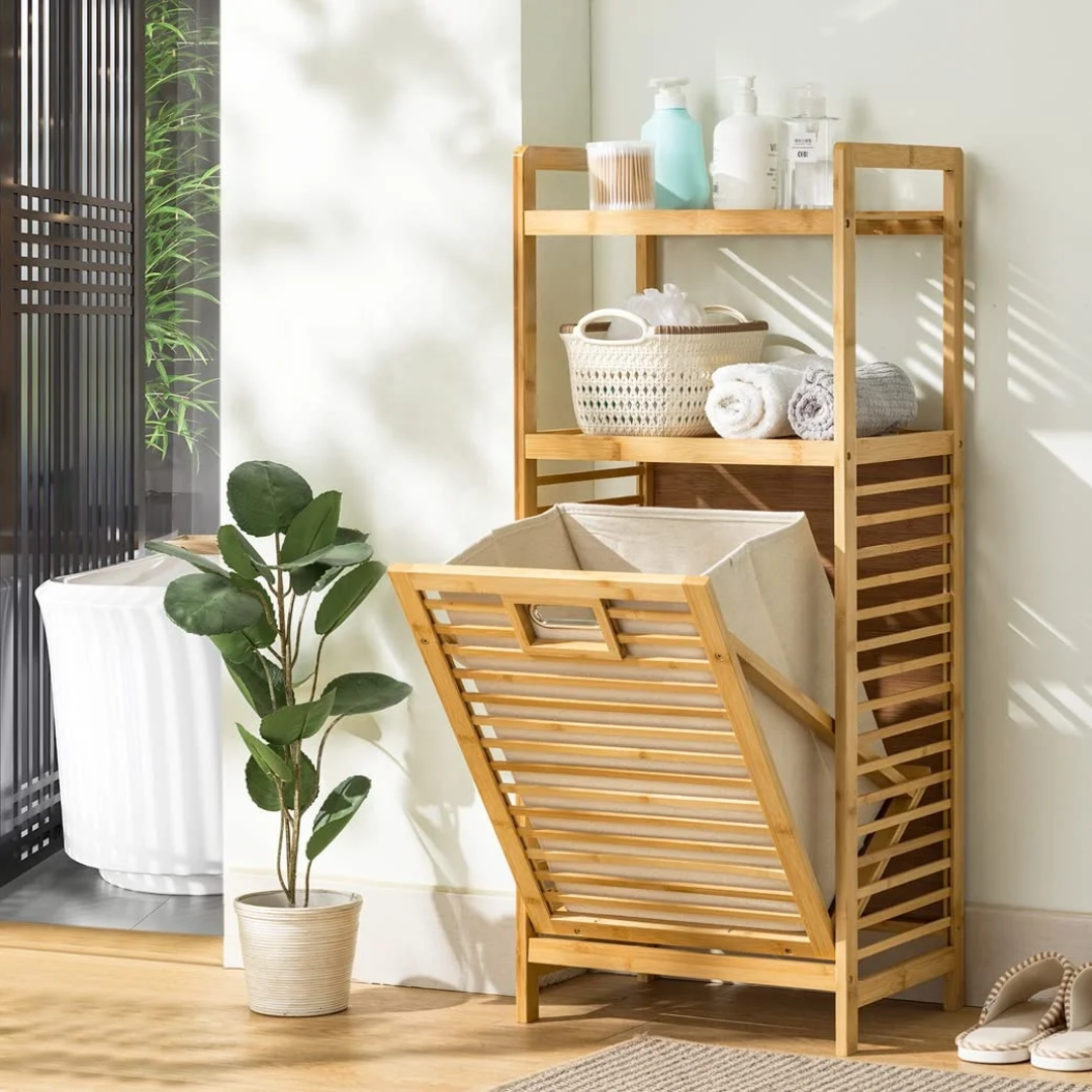 Bamboo Laundry Basket Organizer