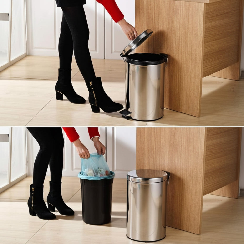 Stainless Steel Pedal Dustbin with Plastic Inner Bucket