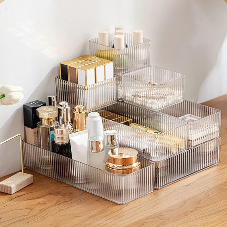 Ten piece non slip stackable drawer organizer set made from PP material.