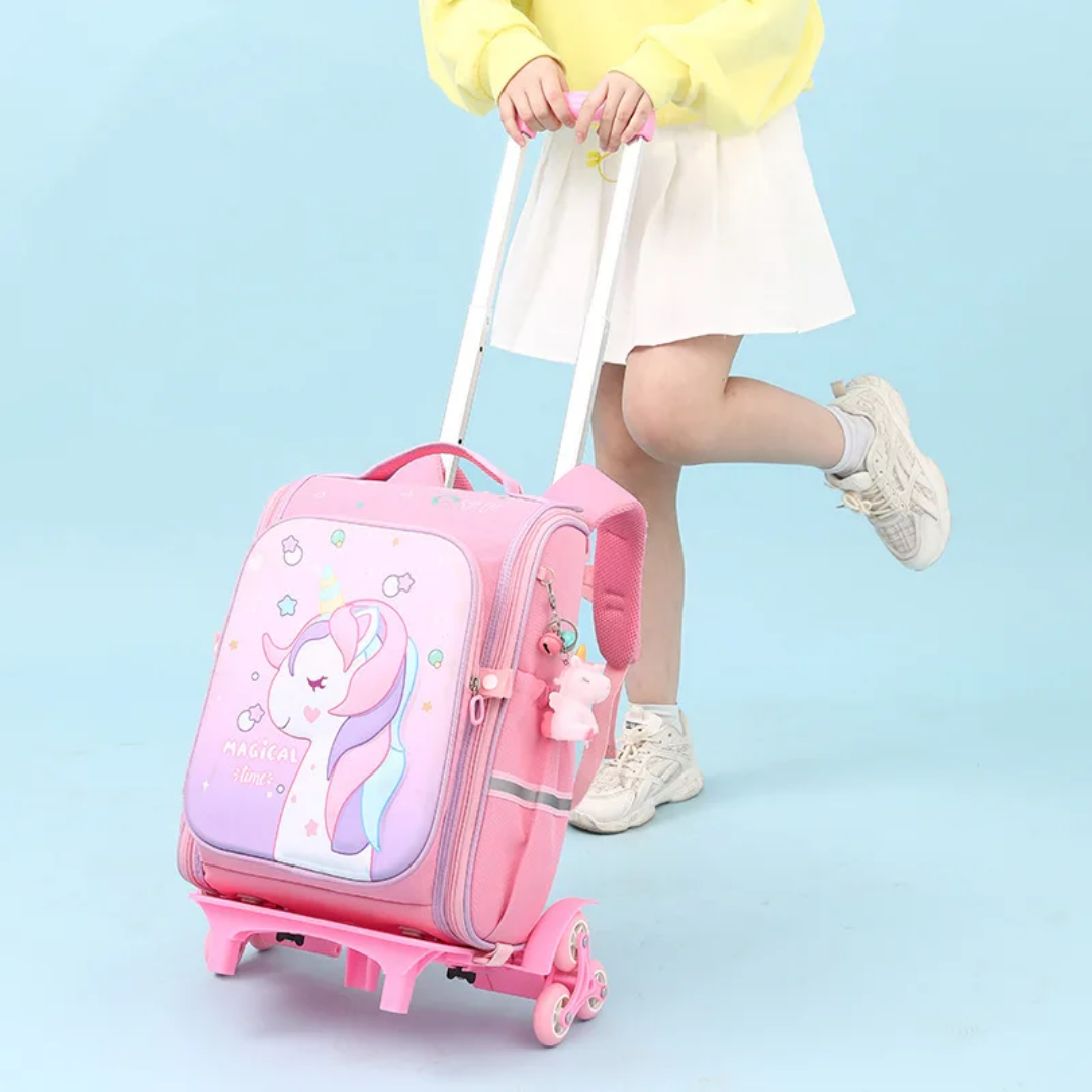 Cartoon Themed Rolling Trolley School Bag
